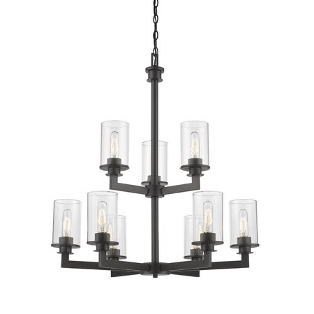 Z-Lite Savannah 9 Light Chandelier, Bronze & Clear 462-9BRZ